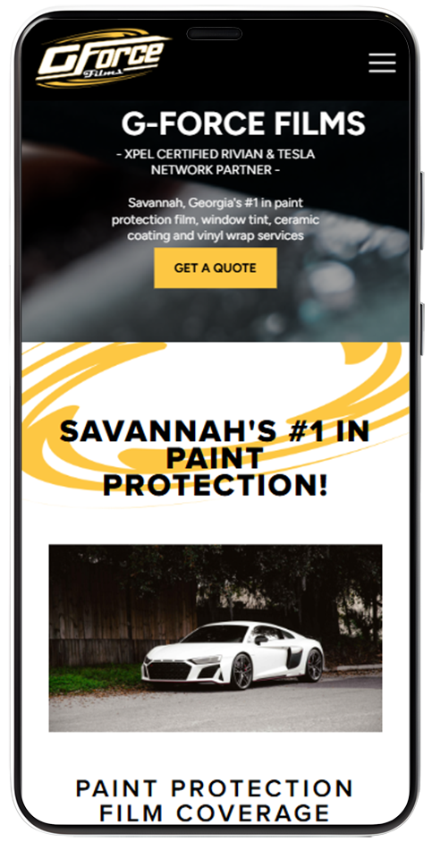 Mobile website of G-Force Films